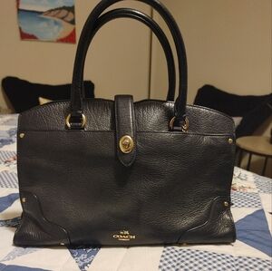 EUC Leather COACH Navy Blue Mercer Satchel, 12W x 9H x 4D